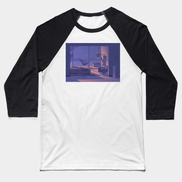 Dreamy Escape: A Lofi Room Illustration Baseball T-Shirt by aestheticand